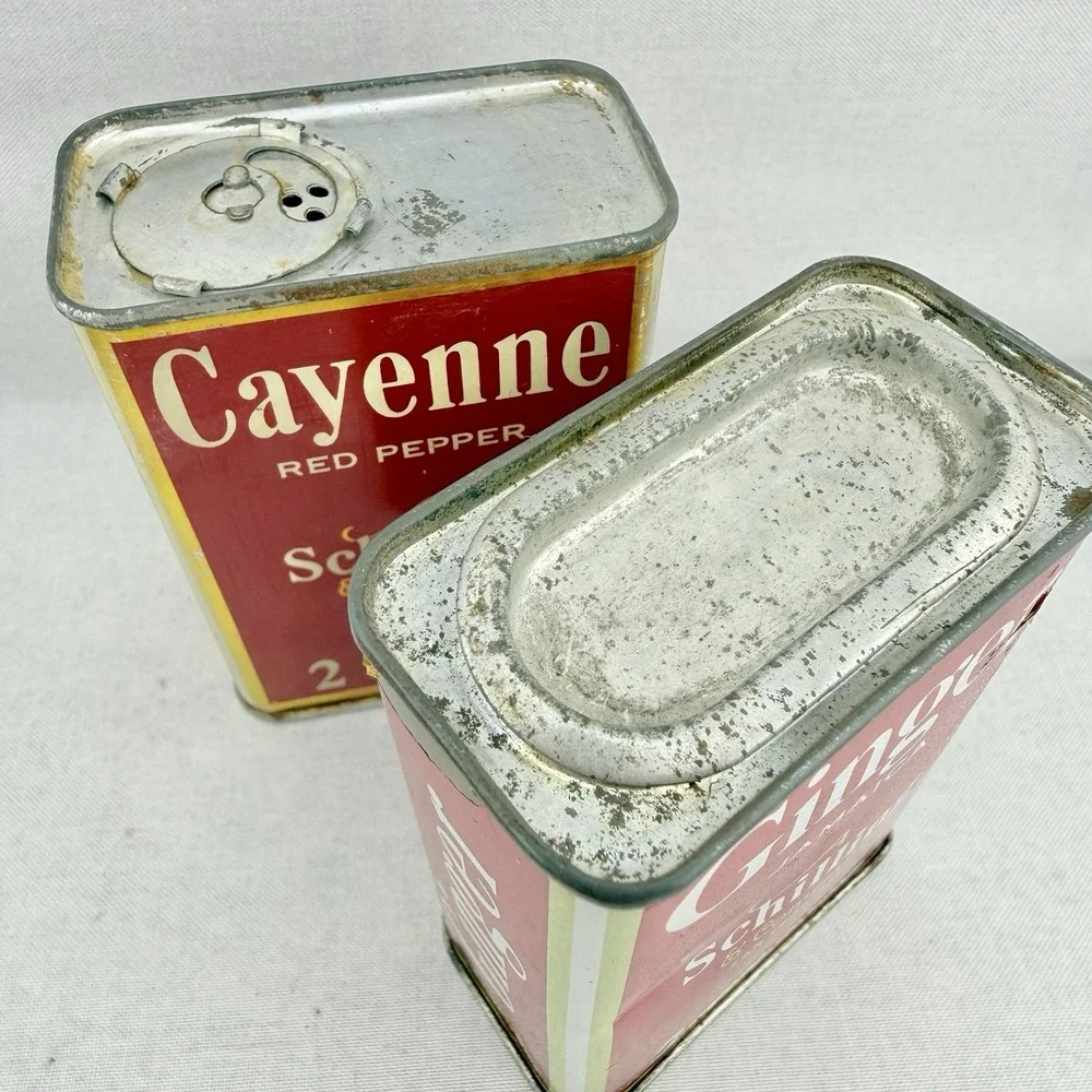 Vintage Spice Tins 1933 Cayenne & Ginger A. Schilling & Co. San Francisco 2 oz